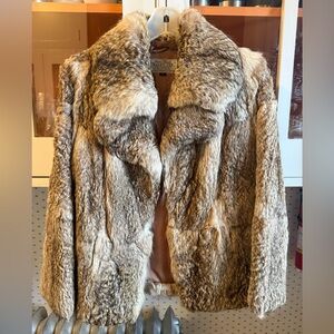 Rabbit Fur Women's Coat in Brown